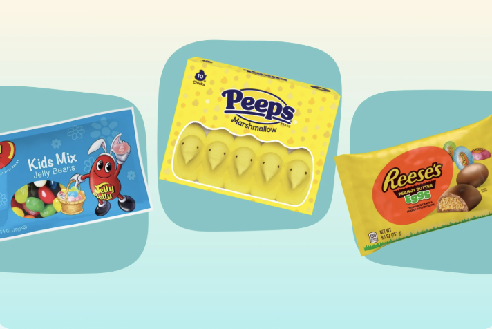 Discounted Easter candy graphic.
